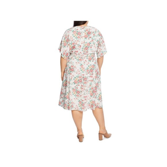 1.State Womens Plus Foral Front Tie Wrap Dress White 24W - Picture 2 of 5